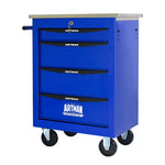 4-Drawer Tool Trolley, Multifunctional Rolling Storage, Metal, Black & Blue
