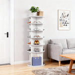 Rotating Shoe Rack 6-Tier 360° 24 Pair Capacity Boot Shelf - White