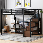 Loft Bed 140x200 with TV Stand & Power Outlet, Black