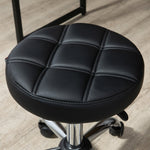 Salon Stools, Height Adjustable Swivel Rolling, Faux Leather Black