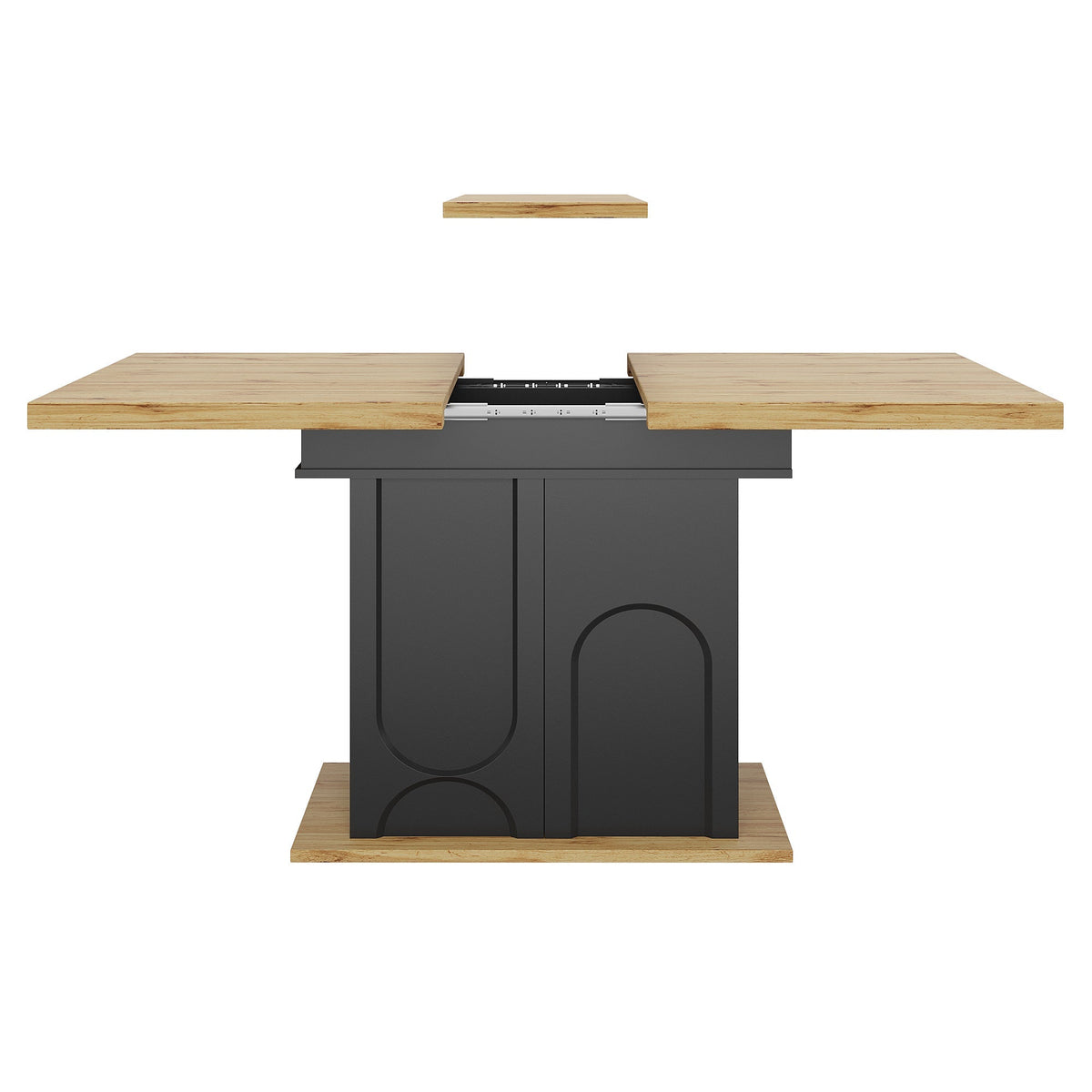 Telescopic Dining Table 110-140x80cm Extendable Foldable Storage Cabinet