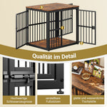 Modular Dog Crate Furniture 3 Doors Waterproof Top 2-in-1 Side Table Stackable - Retro Brown