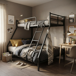 Space-Saving Bed Frame with Two Sleeping Places, Metal