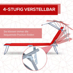 Sun Lounger Folding Portable with Sunshade, 187cm Red