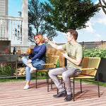 3-Piece Rattan Bistro Set, 2 Chairs Coffee Table, Steel Yellow