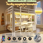 Loft Bed with Desk and Drawers, 90x200 & 140x200 cm, Pine Wood