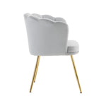 Modern Armchair, Velvet Upholstered Petal Back with Gold-Plated Metal Legs