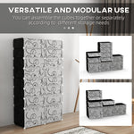 DIY Shoe Cabinet, 16 Compartments, Modular Wardrobe, PP Black + White