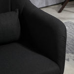 Armchair Recliner with Armrests Lumbar Cushion Swivel Metal Frame, Linen Look Black