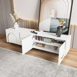 TV Lowboard with Textured Doors, Drawers & Open Compartments - Gold