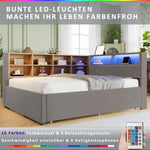 Sofa Bed 140x200 Pull-out LED Storage, Flannel Dark Gray
