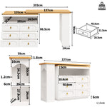 Extendable Rolling Bar Table 360° Swivel Storage Drawers - White