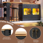 Extendable Bar Table 360° Rotating Storage LED 135-203cm - Black