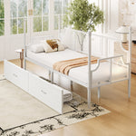 Iron Sofa Bed, 90x200 Vintage Mesh with Storage, White