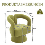 Snuggle Barrel Accent Chair, 360 Degree Rotating Round Armchair with Wide Cushions, Fluffy Fabric, Olive