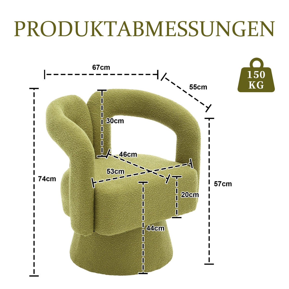 Snuggle Barrel Accent Chair, 360 Degree Rotating Round Armchair with Wide Cushions, Fluffy Fabric, Olive