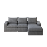 Boneless Couch with Chaise, L-shaped Modern Upholstered Corduroy