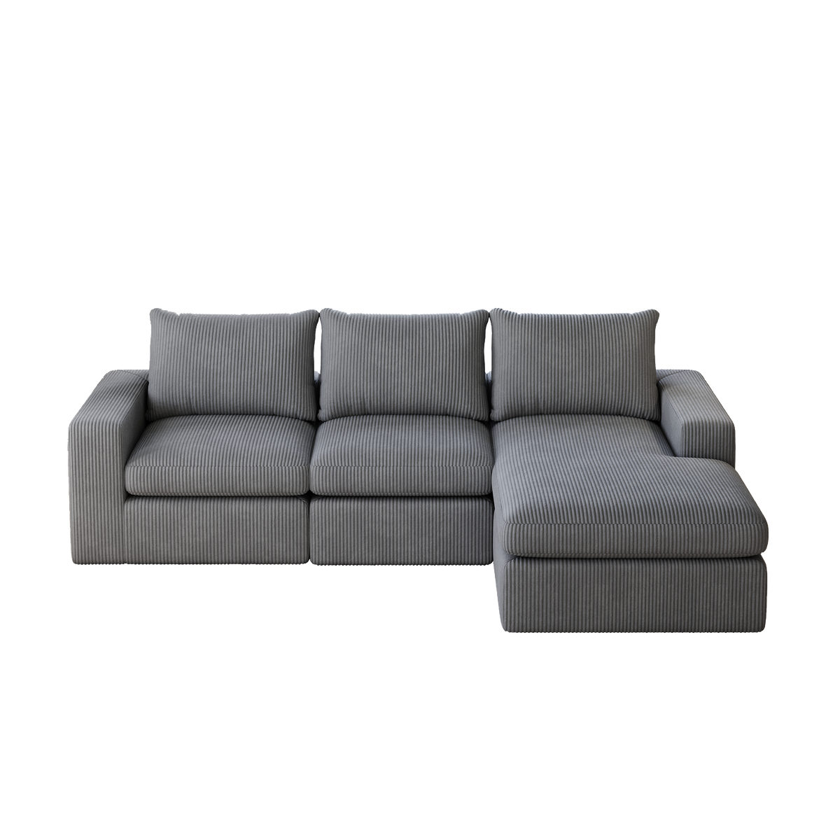 Boneless Couch with Chaise, L-shaped Modern Upholstered Corduroy