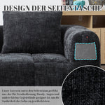 Sofa 2-Person Plush Cushion Side Pockets, No Assembly, Black