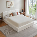 Upholstered Double Bed 180x200cm with Pneumatic Storage, Grey Linen