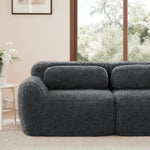 L-shaped 2-Seater Sofa, Modular Plush Fabric, Grey