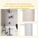 Cat Tree, Height Adjustable Sisal Posts, Grey