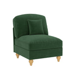 Windsor Armless Sofa with Removable Ruffle Skirt and Cushion, Green Chenille