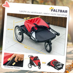 Dog Buggy Foldable, Reclining Cushion, Steel Frame, Red/Black