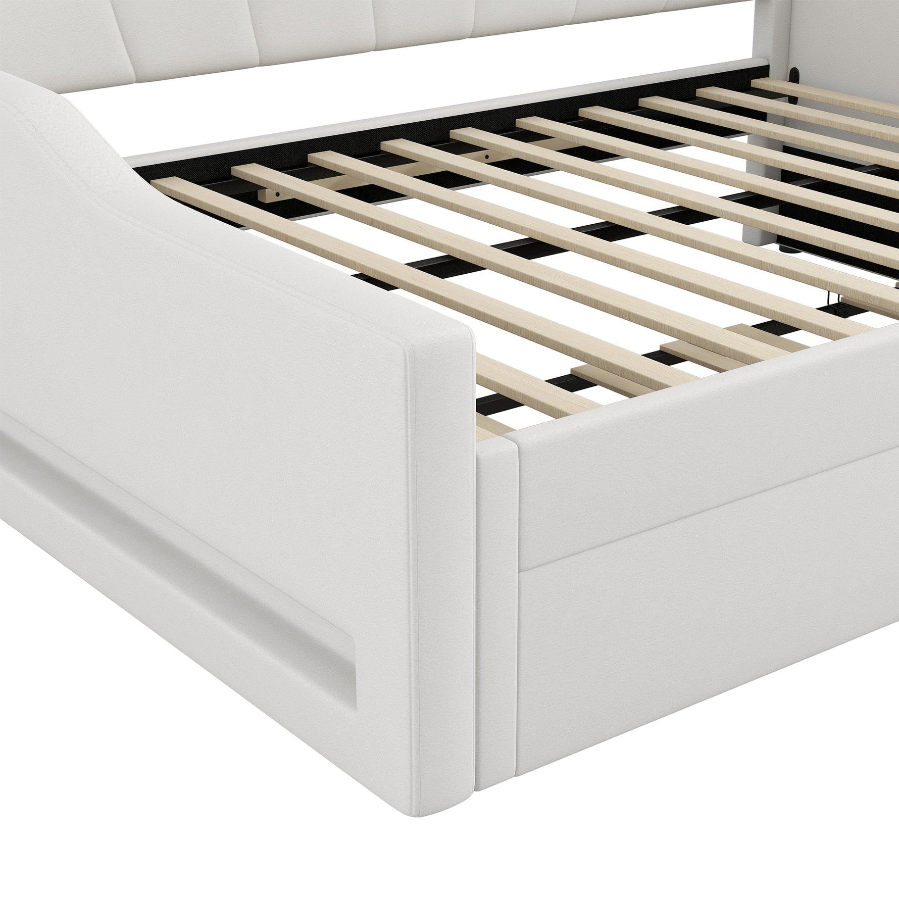 Daybed, Upholstered with LED Belt & Pull-Out, 140x200cm, Beige
