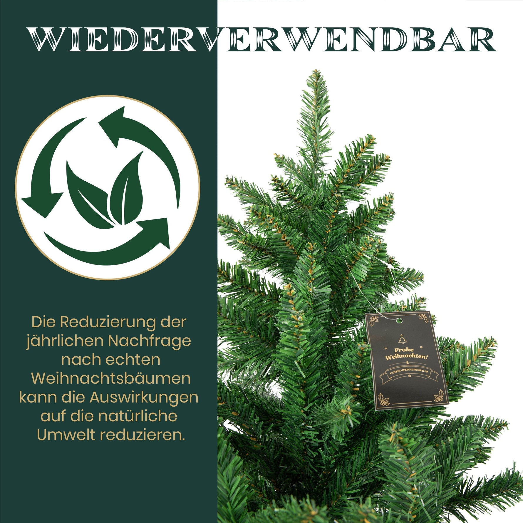 Artificial Christmas Tree 180cm, 1097 Tips, with Lights & Stand, PVC