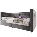 Sofa Bed, Upholstered with Hydraulic Storage, USB & Type-C Charging, Gray Velvet