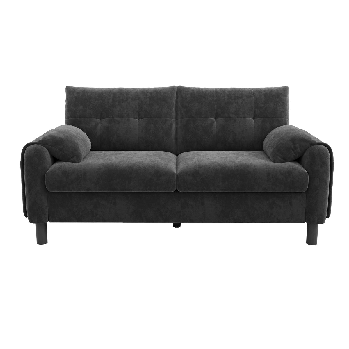 Modern 2-Seater Sofa, Thick Cushions, Scandinavian Design, Chenille Gray
