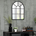 Wall Mirror Window Mirror, Decorative 70x50cm Hanging, Black Metal Frame