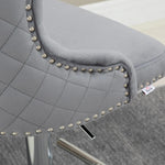 Bar Stools, Set of 2 Swivel Height-Adjustable with Footrest, Light Grey Velvet Look