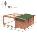Small Animal Hutch, Dwarf Rabbit Hutch with Asphalt Roof, Fir Wood Orange and Green