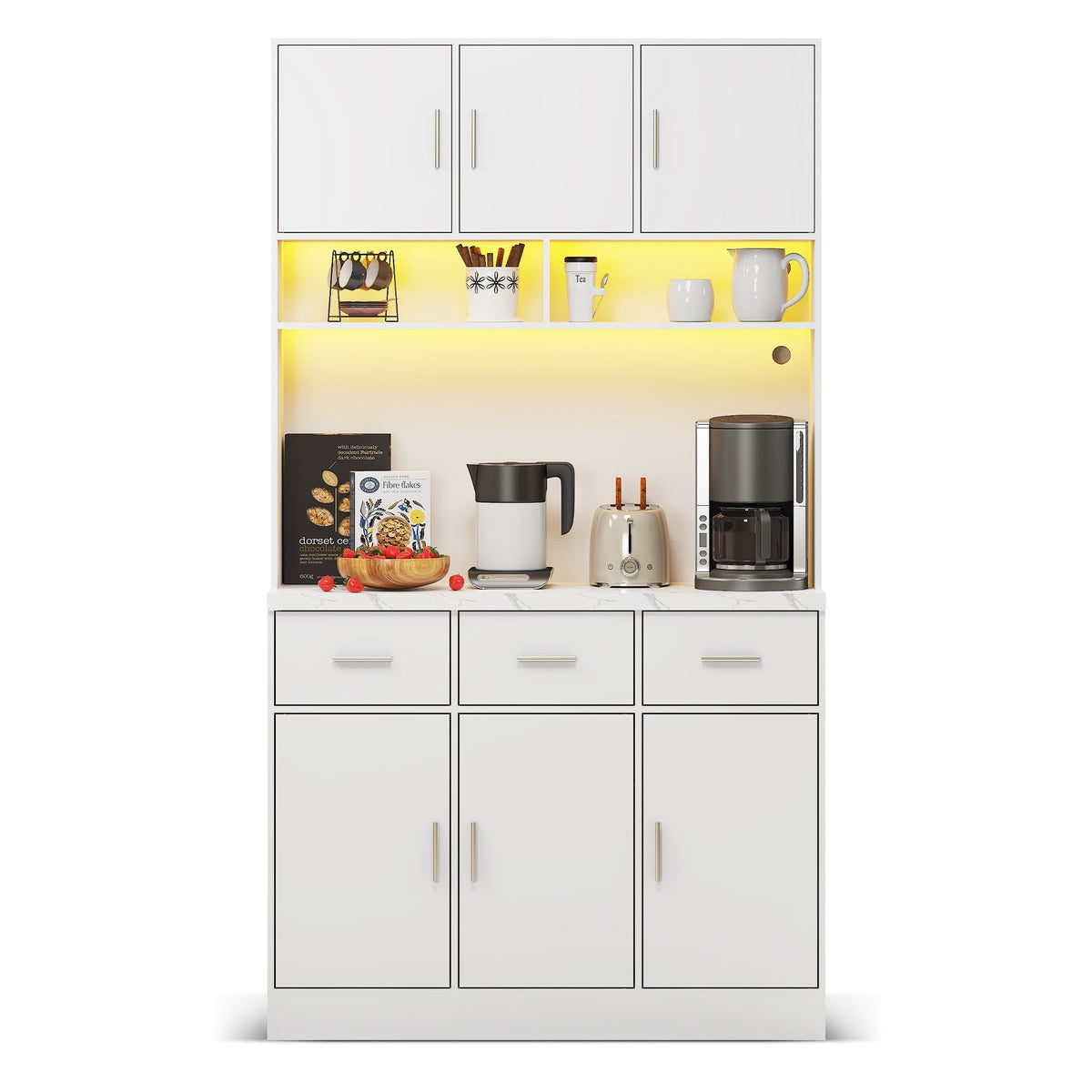 Multifunctional Buffet 100x40x180cm LED App Control Drawers Shelves Power Outlets