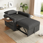 Foldable Sofa Bed, 1-Seater Recliner with USB & Phone Holder, Corduroy Grey