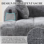 Chaise Longue Sofa, No Assembly Soft Cushions Side Pockets - Grey