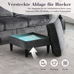 Sofa, 4-Seater with Footstool & Storage, Velvet