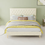 Modern Minimalist Soft Bed with Mattress 140x200cm, Beige