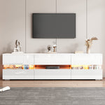 Modern TV Cabinet 160cm LED Storage for 70-inch TVs High-Gloss White