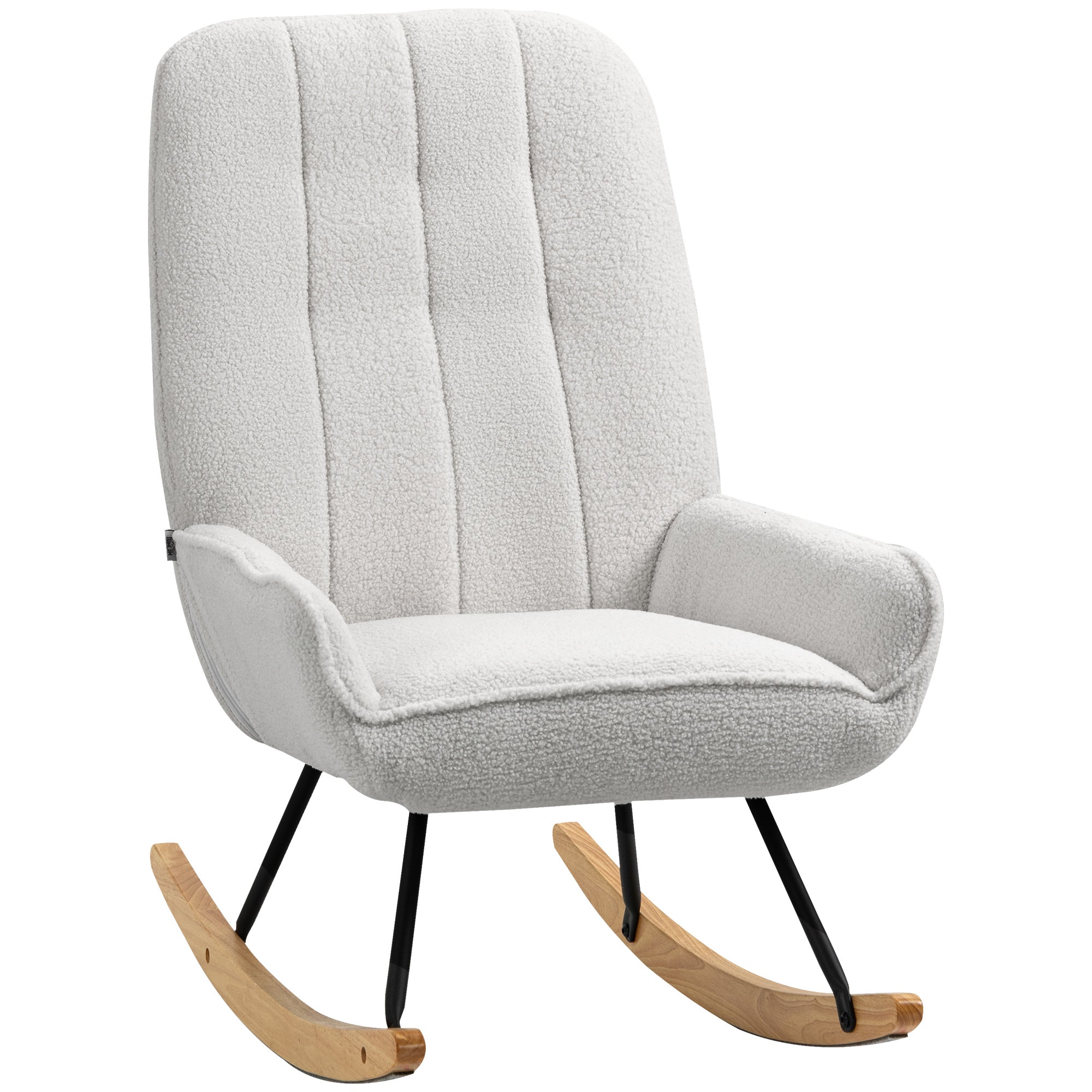 Rocking Chair Upholstered Relaxing 150 kg Sherpa Fleece Grey