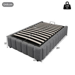 Upholstered Bed with Hydraulic Storage and 90x200cm Base, Grey