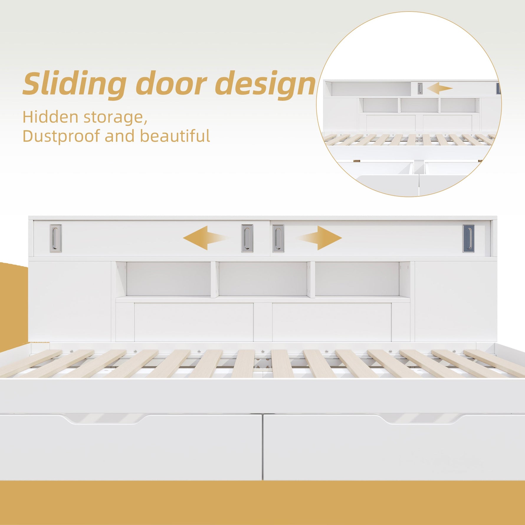 Child's Day Bed 90x190cm Multifunctional Drawers Shelf Cabinet Storage - White