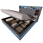 Upholstered Bed 160x200 with Storage & LED, Dark Gray Velvet