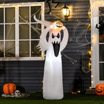 Halloween Inflatable Ghost, 1.8m with LEDs, White + Orange Polyester