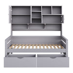 Wooden Sofa Bed 90x200 cm with Large Storage Drawer, Grey