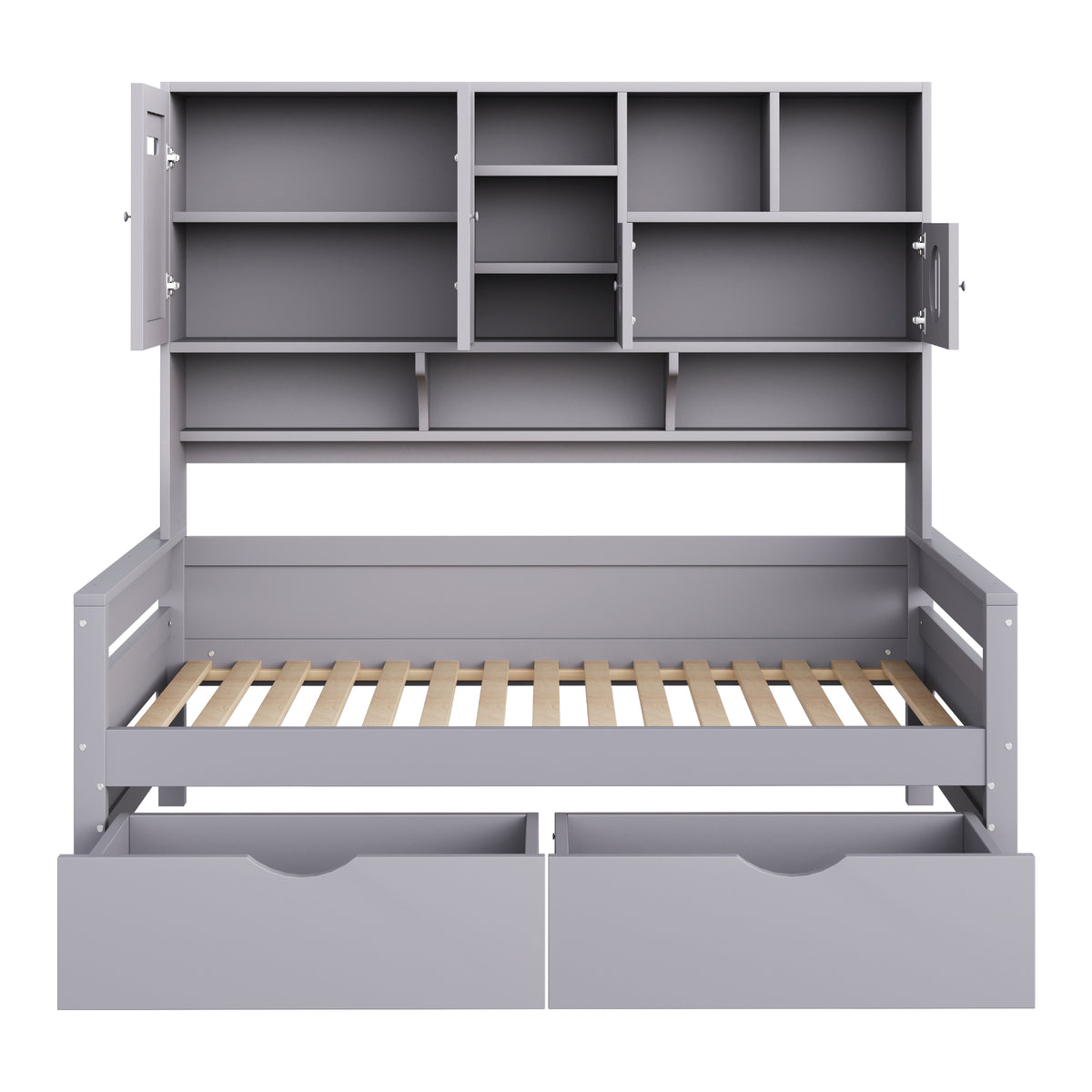 Wooden Sofa Bed 90x200 cm with Large Storage Drawer, Grey
