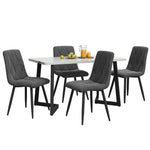 Dining Set 5-Piece Rectangular Kitchen Table 117x68cm Dark Grey Twill Velvet Black
