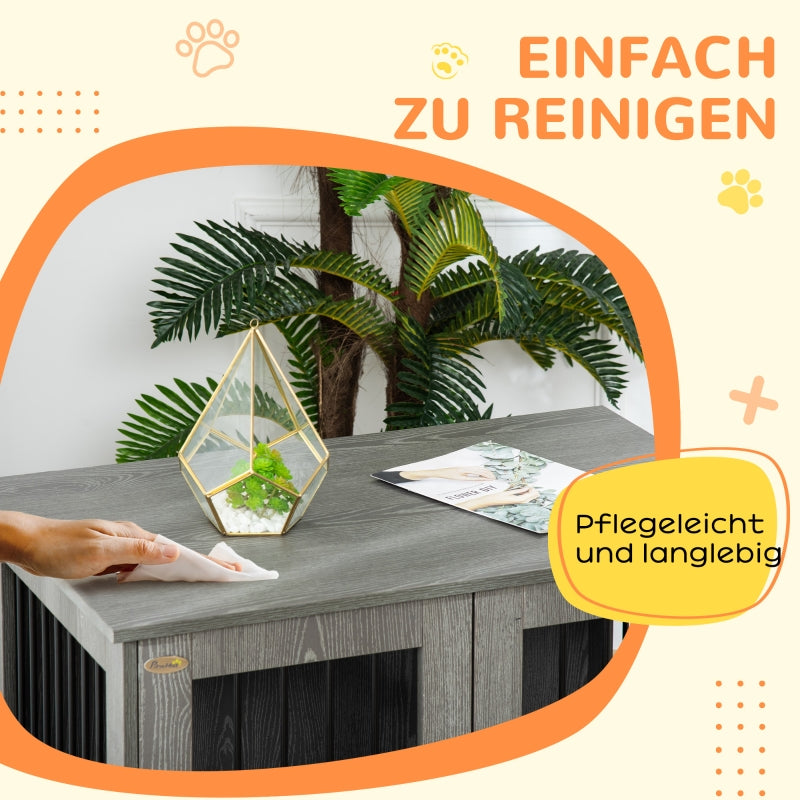 Dog Crate Kennel, Lockable Magnetic Door Window, Grey